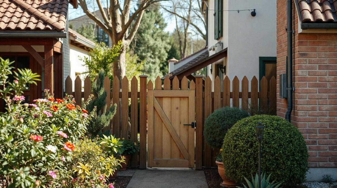 Hauteur de clôture mitoyenne : la réglementation complète en 2026 Pose d'une clôture en bois entre deux jardins mitoyens